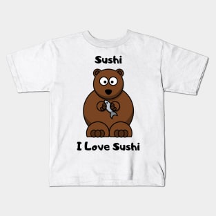 Bear with Fish Sushi design Kids T-Shirt